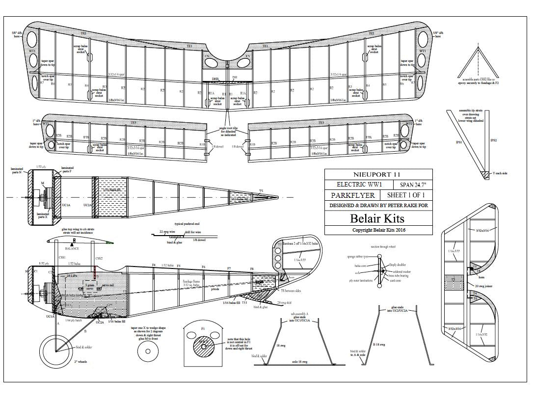 BAIR Nieuport 11 inBebe' 25in electric scale kit