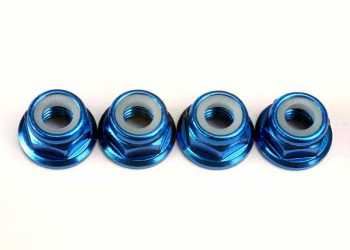 TRAXXAS Nuts, 5mm flanged nylon locking (aluminium, blue-anodised)(4