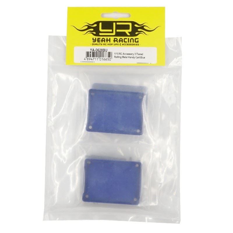 Yeah Racing 1/10 RC Accessory 3-Tiered Rolling Metal Handy Cart Blue