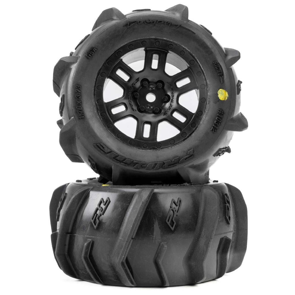 Pro-Line 1/16 Dumont F/R Mt Tires Black Split Six (2): Arrma Mini Kra