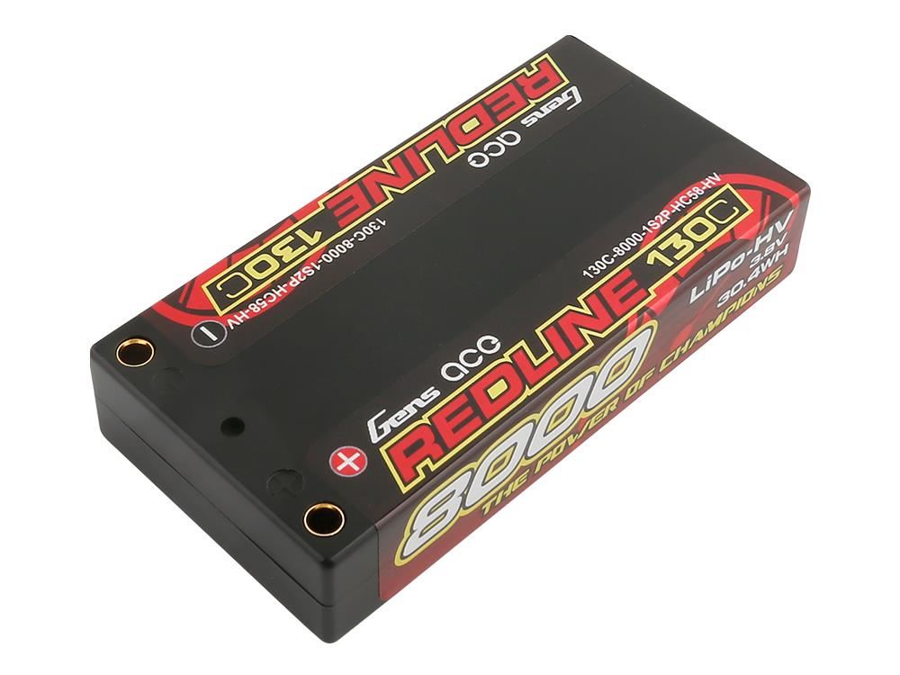 Gens Ace Li-Po HV Car Hard Case 1S2P 3.8V 8000mAh 130C RL Short 5mm