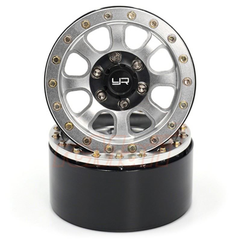 Yeah Racing 1.9 Aluminum CNC 8 Spoke Beadlock Wheel w/Wheel Hub 2pcs Silver