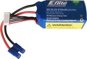 E-Flite 22.2v 910mAh 6S 30C LiPo w/EC3