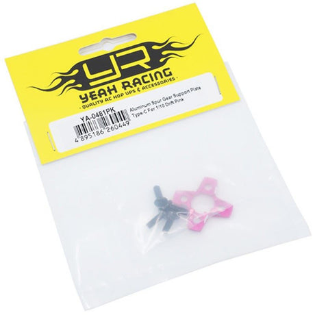Yeah Racing Aluminum Spur Gear Support Plate Type-C For 1/10 Drift Pink