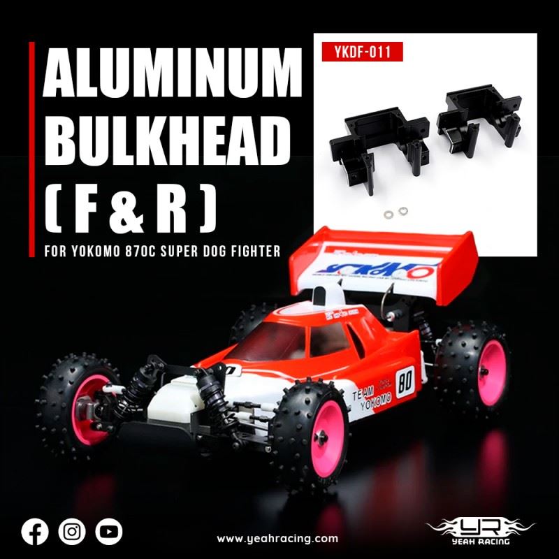 Yeah Racing Aluminium Bulkhead 2Pcs (F & R) For Yokomo 870C Super Dog Fighter & Yz-W91