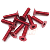 Yeah Racing Aluminum 7075 3x12mm Hex Socket Flat Head Screws 10pcs Red