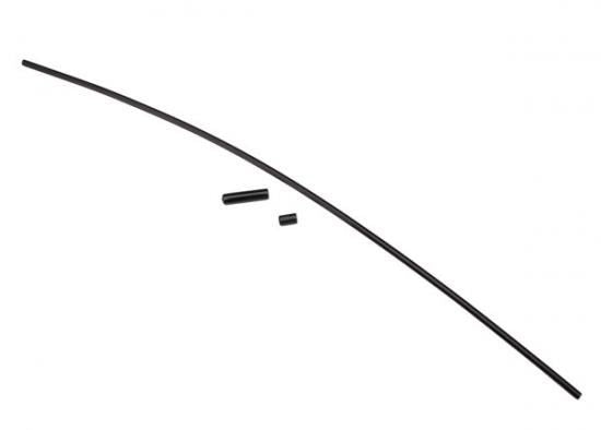 TRAXXAS Antenna, tube, black (1)/ vinyl cap (1)/ wire retainer (1)
