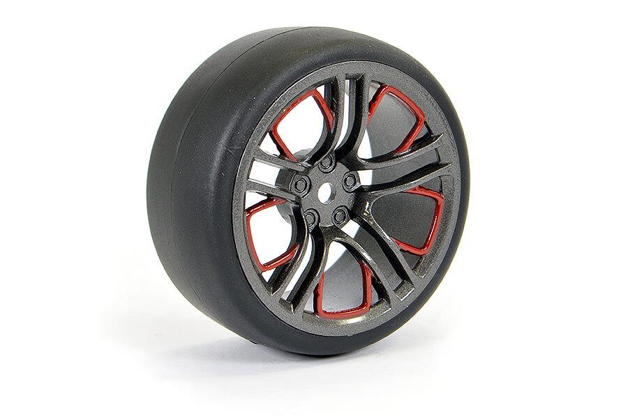 FASTRAX 1/10 (4) DRIFT D1 TYRE w/3MM 10-SPOKE WHEEL- GRAPHTE