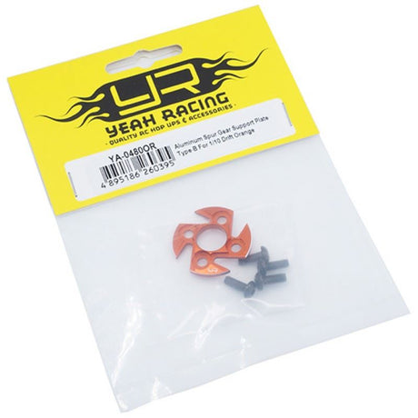 Yeah Racing Aluminum Spur Gear Support Plate Type-B For 1/10 Drift Orange