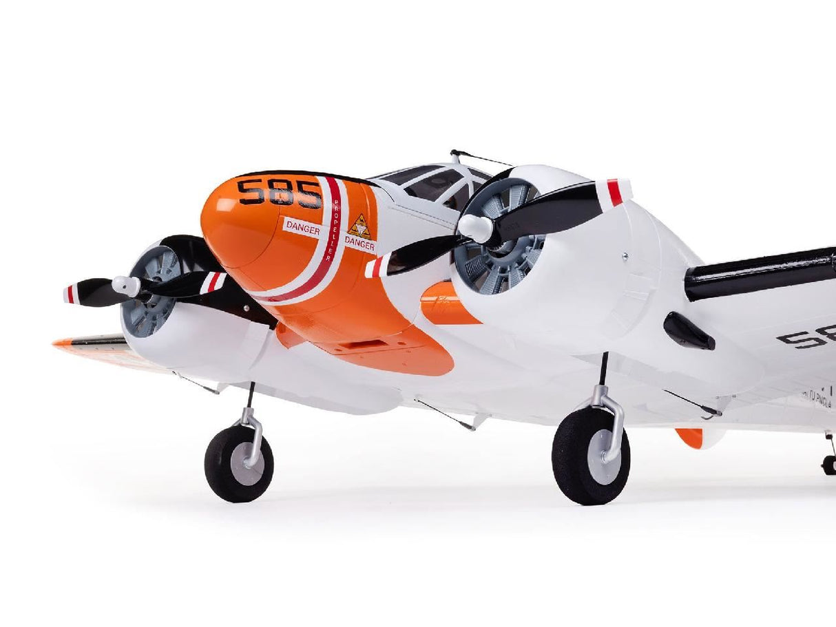 E Flite Beechcraft D18/Rc-45J 1.5M Bnf Basic With As3X+ And Safe Sel