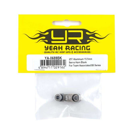 Yeah Racing 25T Aluminum 15.5mm Servo Horn Black For Team Associated B6 Series