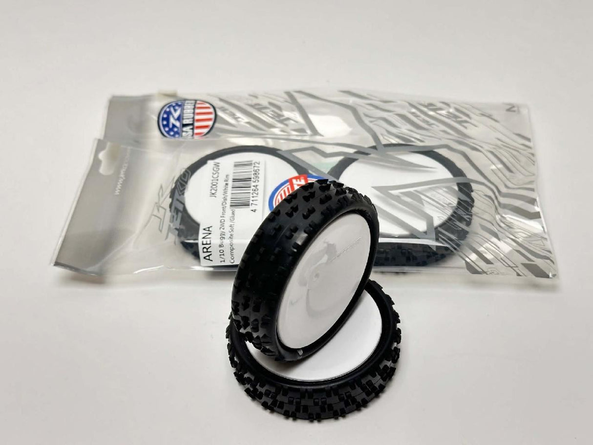 Jetko Arena 1:10 Buggy 2.2 Front Tyres 2Wd Pre Mount White Wheel Soft