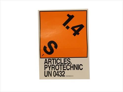 ESTES 1.4S Explosives Label with Proper Shipping Name UN0432