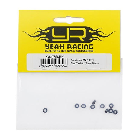 Yeah Racing Aluminium M2 X 4Mm Flat Washer 2.0Mm 10Pcs