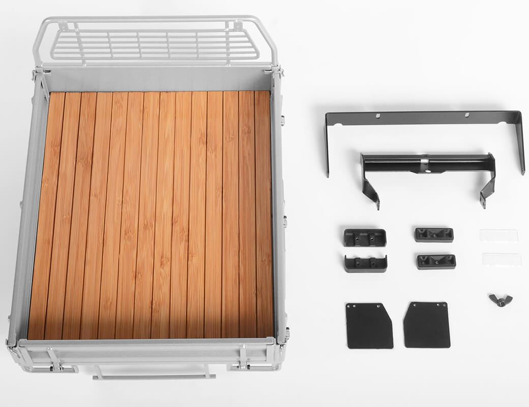 RC4WD KOBER REAR BED W/TIRE HOLDER & MUD FLAPS FOR RC4WD TF2 LWB TOYOTA LC70 (SILVER)