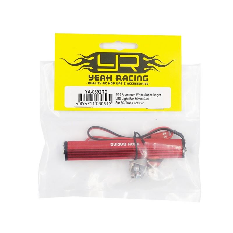 Yeah Racing 1/10 Aluminum White Super Bright LED Light Bar 85mm Red For RC Truck Crawler
