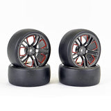 FASTRAX 1/10 (4) DRIFT D1 TYRE w/3MM 10-SPOKE WHEEL- GRAPHTE