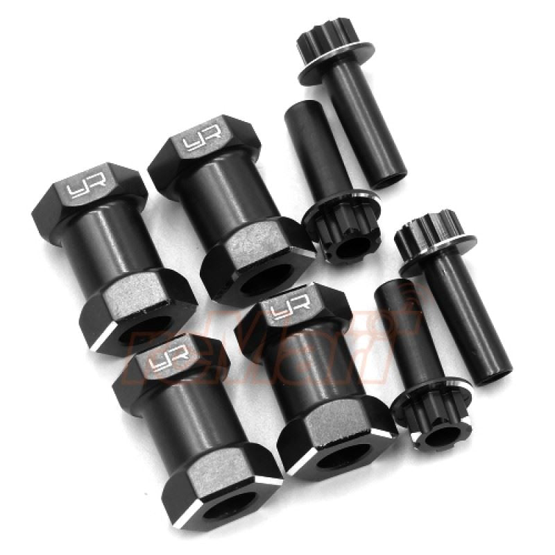 Yeah Racing Aluminum Hex Adaptor 20mm Offset For 12mm Hex Wheels Black 4pcs