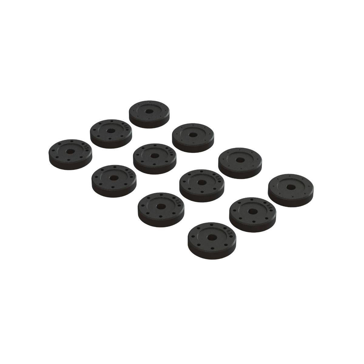 Arrma Shock Piston Set: 1.4mm (8), 1.5mm (8), Blank (4)