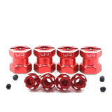 Yeah Racing Aluminum Hex Adaptor 15mm Offset For 12mm Hex Wheels Red 4pcs