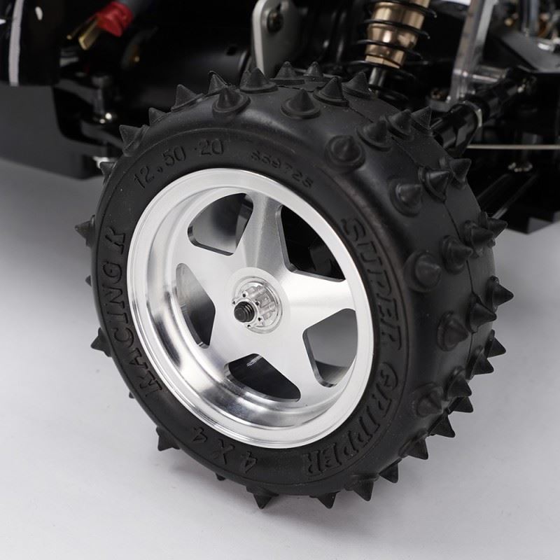 Yeah Racing Aluminum CNC 5 Spoke Rim Set Silver For Tamiya 4WD Buggy