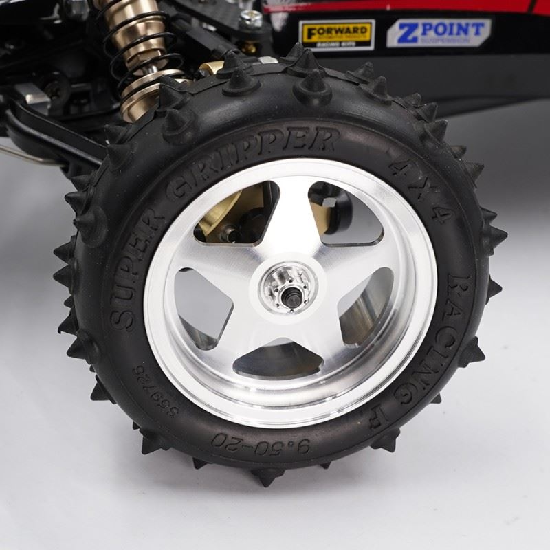 Yeah Racing Aluminum CNC 5 Spoke Rim Set Red For Tamiya 4WD Buggy