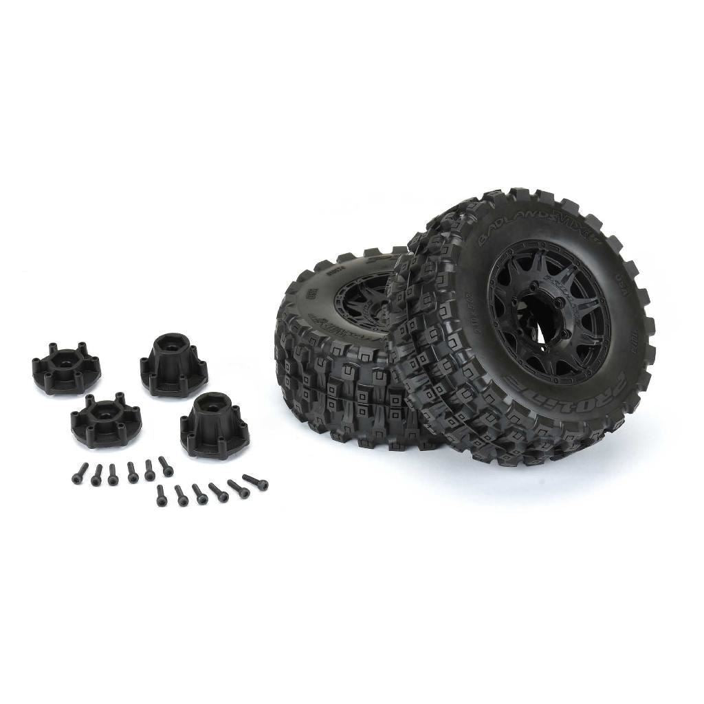 Proline 1/10 Badlands Mx28 Belted F/R 2.8In Mt Tres Mounted 12mm Blk
