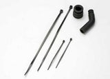 TRAXXAS Pipe coupler, molded (black) exhaust deflecter w/ cable ties