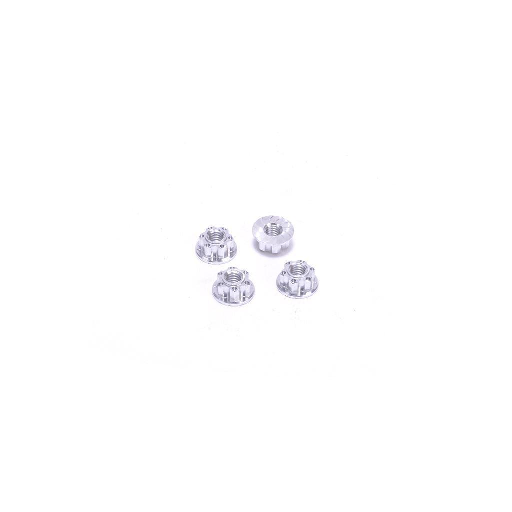 Aerox Elite M4 Serrated Wheel Nuts - Silver 4Pcs