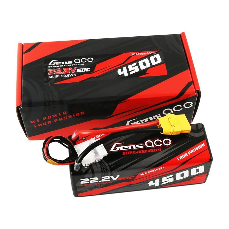 Gens ace 4500mAh 6S 1P 22.2V 60C HardCase RC car Lipo Battery
