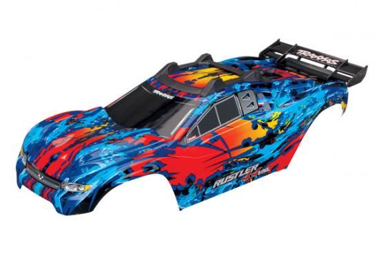 TRAXXAS Body, Rustler 4X4 VXL, Red (assembled w/body mounts)