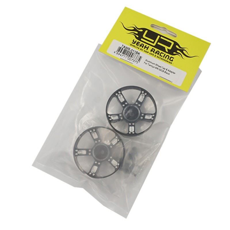 Yeah Racing Aluminum Wheel Cap & Adapter For Tamiya WR-02CB Black