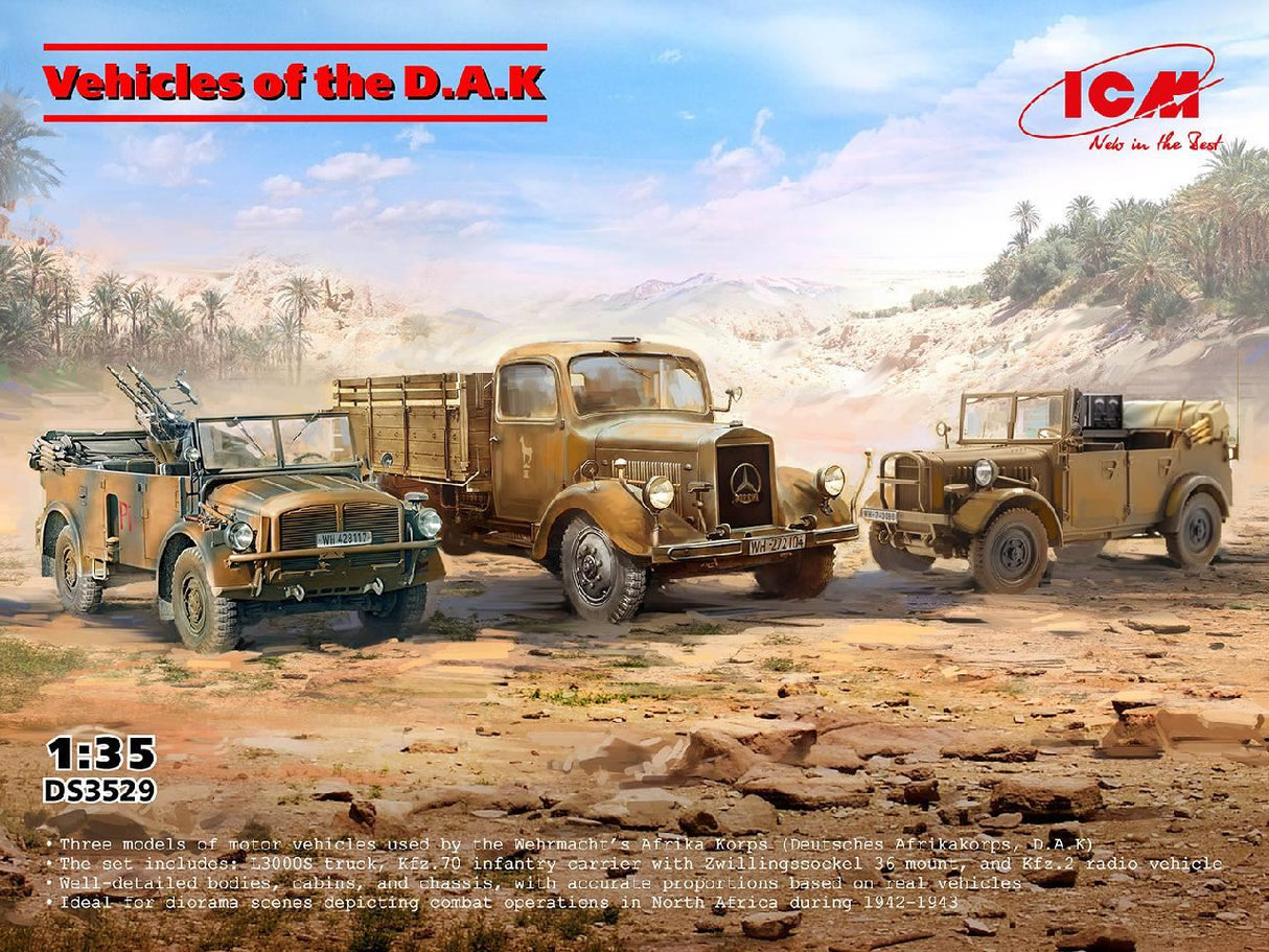 Icm Vehicles Of The Dak, German Wwii Afrika Korps (Set Of 3)