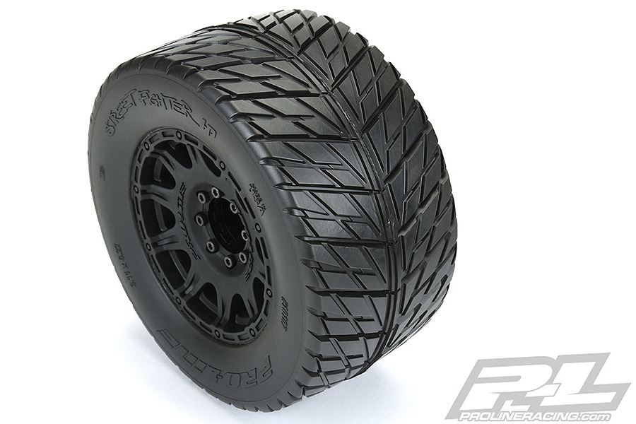 Proline Street Fighter 3.8 Belted Tires Mounted On Raid Black Wheels 8X32 Hex 17mm