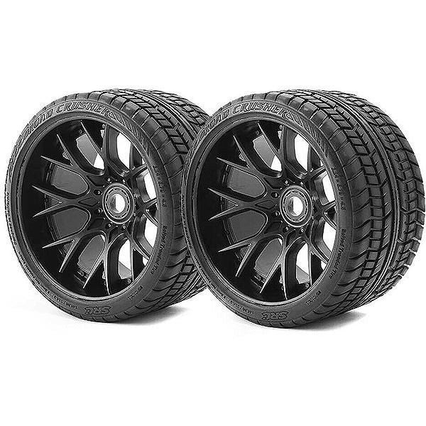 Sweep Road Crusher Belted Tyre Black 17mm Wheels 1/2 Offset