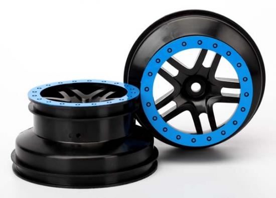Traxxas Wheels, Sct Ss Blk/Blue Bead (
