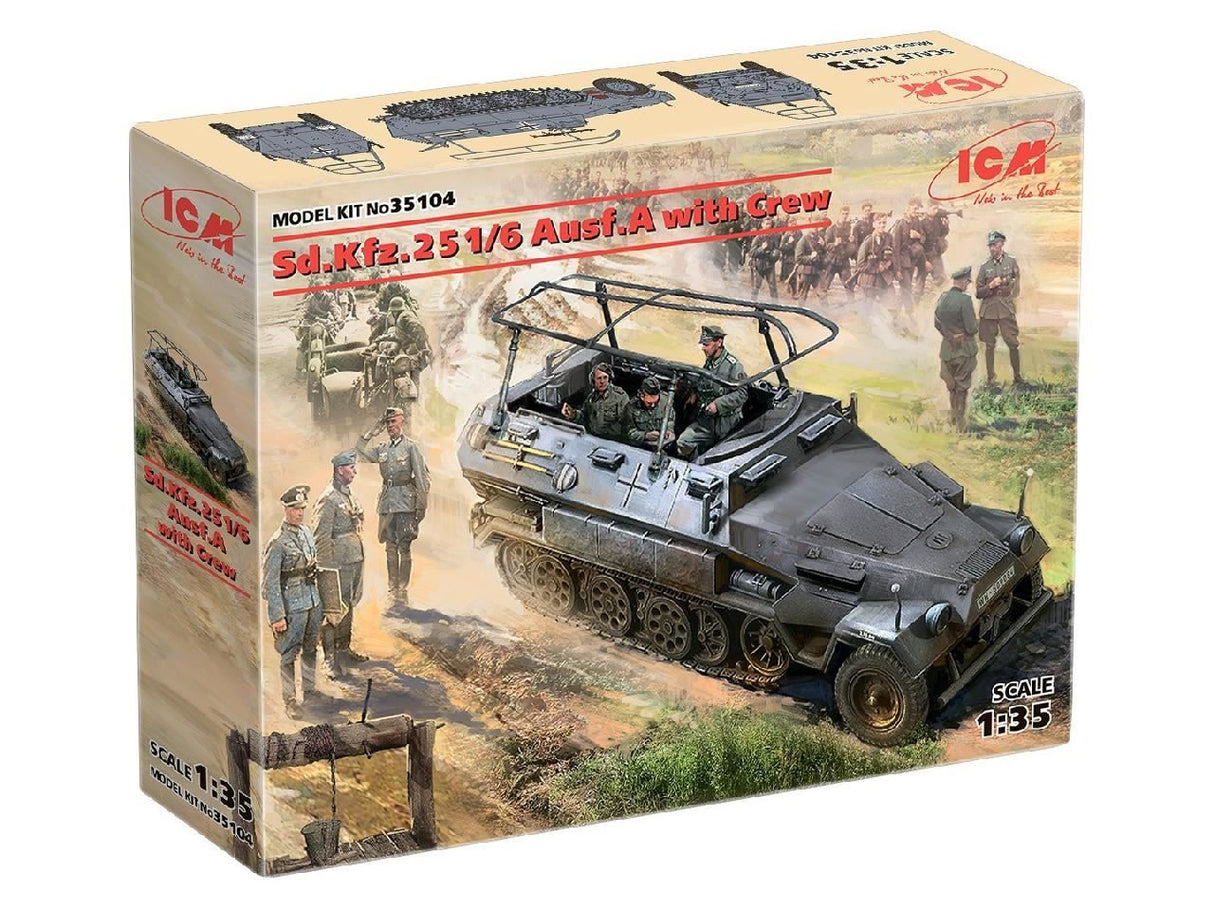Icm Sd.Kfz.251/6 Ausf.A With 3 Crew Figures & Officer