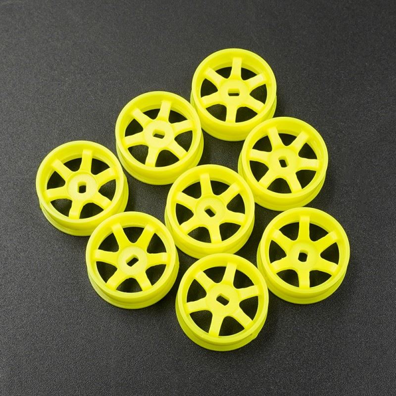 Yeah Racing Plastic Narrow Rim Set 8.5mm (Offset 0 +1 +2 +3) Florescent Yellow For 1/28 AWD Mini-Z