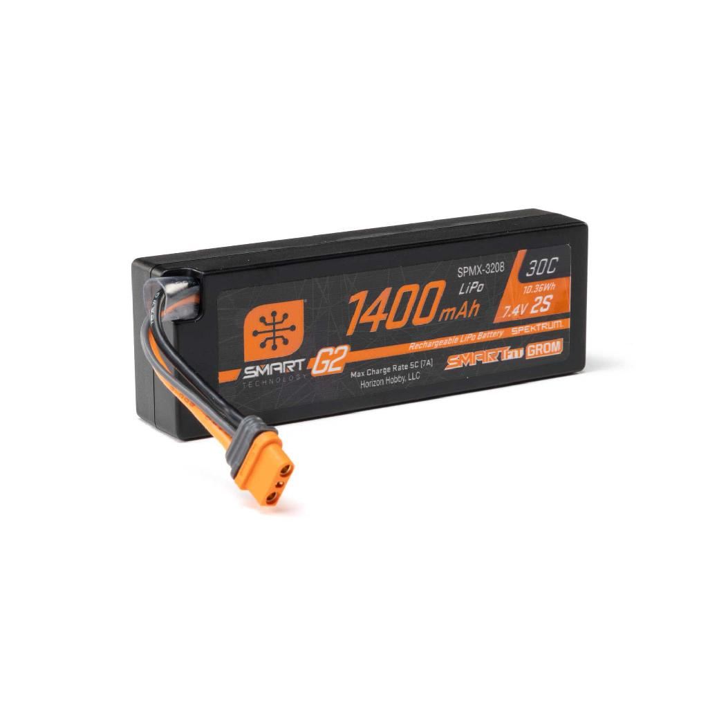 Spektrum 7.4V 1400Mah 2S 30C Smart G2 Lipo Battery: Ic2 Smartfit Case