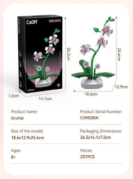 Cada Orchid Building Block Planter - 237 Pcs
