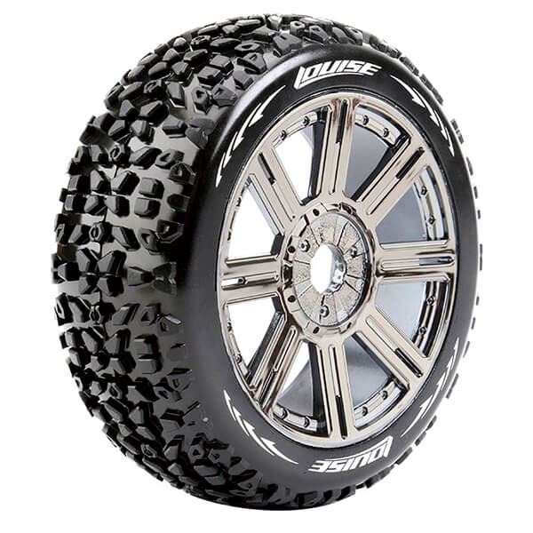 LOUISE RC B-MAZINGER 1/8 FR/ RR SOFT HEX 17MM SPOKE/CHROME