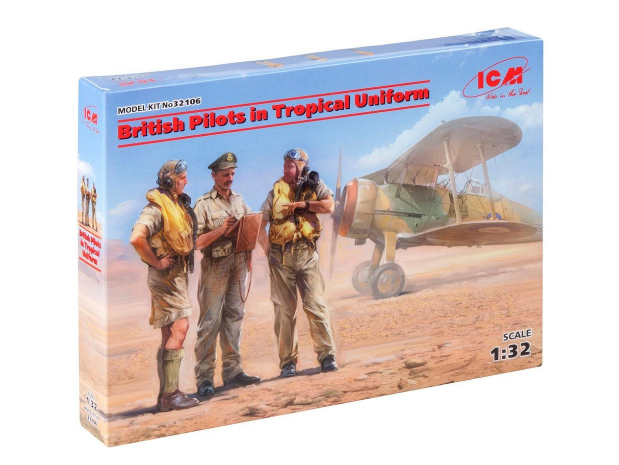 Icm British Pilots in Tropical Uniform (1939-1943) 3 Figures