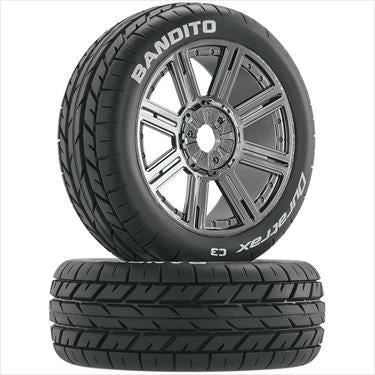 DURATRAX Bandito Buggy Tire C3 Mounted Spoke Black Chrome (2)