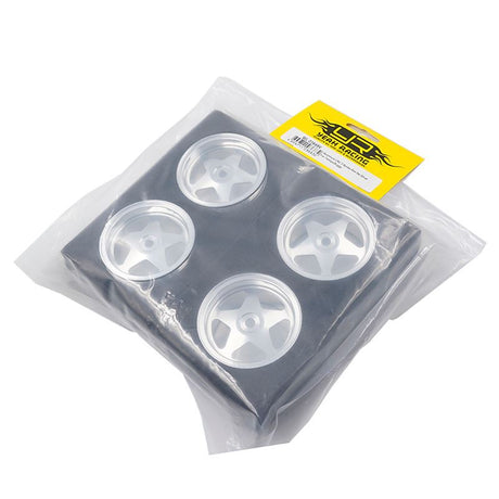 Yeah Racing Aluminum CNC 5 Spoke Rim Set Silver For Tamiya 4WD Buggy