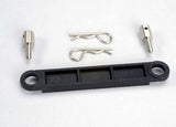 TRAXXAS Battery hold-down plate (black)/ metal posts (2)/body clips