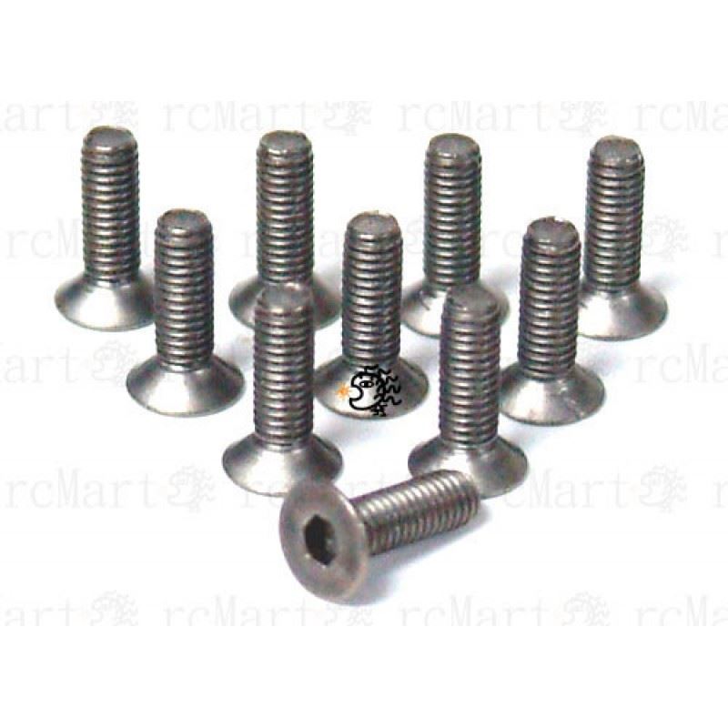 Yeah Racing Titanium Hex Socket Flat Head Screws M3 x 8mm 10pcs