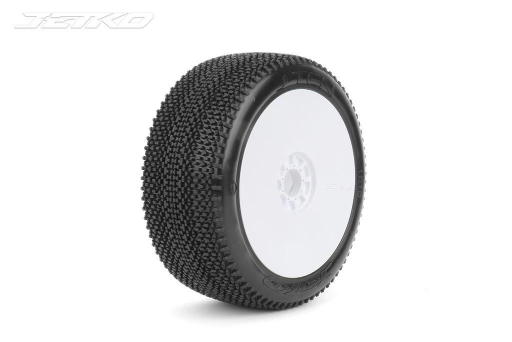 Jetko J Ten Composite Super Soft 1:8 Buggy Tyres White Wheels (2)