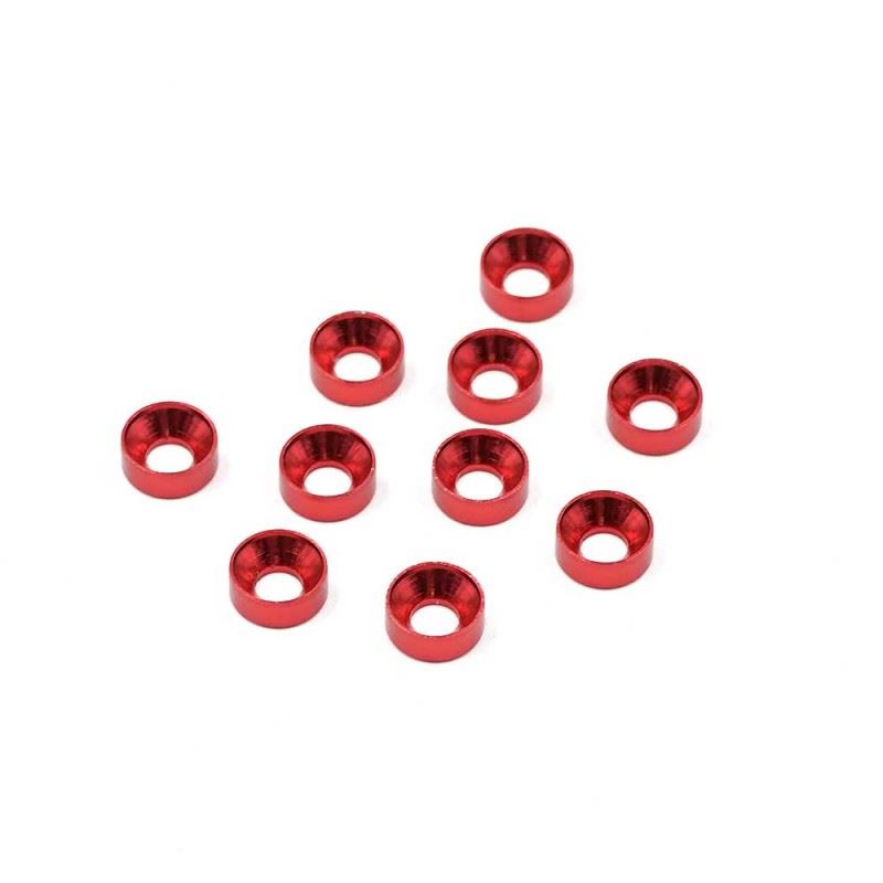 Yeah Racing Aluminum M3 Flat Head Countersunk Washer Red 10 pcs