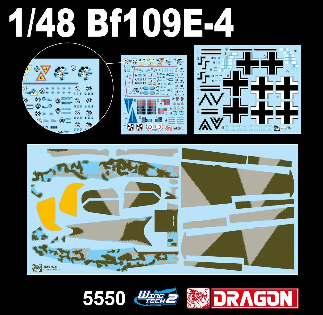 Dragon 1/48 Bf109E-4 Wwii German Fighter Plane