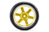 FASTRAX 1/10 STREET/TREAD TYRE 6-SPOKE GOLD/CHROME WHEEL